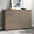 SICOTAS Fluted Sideboard Buffet Cabinet with Storage, Modern Credenza Storage Cabinet with 3 Larger Drawers, Mid Century Coffee Bar Table for Living Room Entryway Kitchen, Grey Alder (2 PCS)