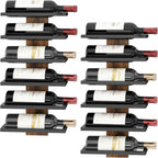 Hoctieon 2-Set 6 Tier Wall Mount Wine Rack, Wall Mounted Wine Bottle Racks for Display and Storage, Hanging Bottle Holder, for Living Room, Dining Room, Bar, Wine Cellar, Rustic Brown