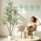 TNELTUEB 6FT Artificial Olive Tree Indoor with Lights & Planter, Realistic Faux Olive Trees with Lifelike Fruits for Living Room Decor, Tall Fake Silk Plants for Modern Home Office