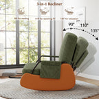 Furniliving Modern Glider Rocking Chair, Upholstered Nursery Glider Chair with Adjustable Recline & Retractable Footrest, Comfortable Lounge Chair for Mom Nursery Living Room Bedroom (Green)