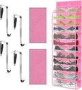 Kotkn Over The Door Shoe Organizer with 12 Large Breathable Pockets - Durable Hanging Storage for the Entire Family's Shoes (Pink)