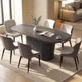 Guyii 70" Oval Dining Table Set, Modern Kitchen Table Set with 6 Chairs, 7 Piece Indoor Rectangular Dining Room Table for Kitchen, Bar, Living Room, Home, Black