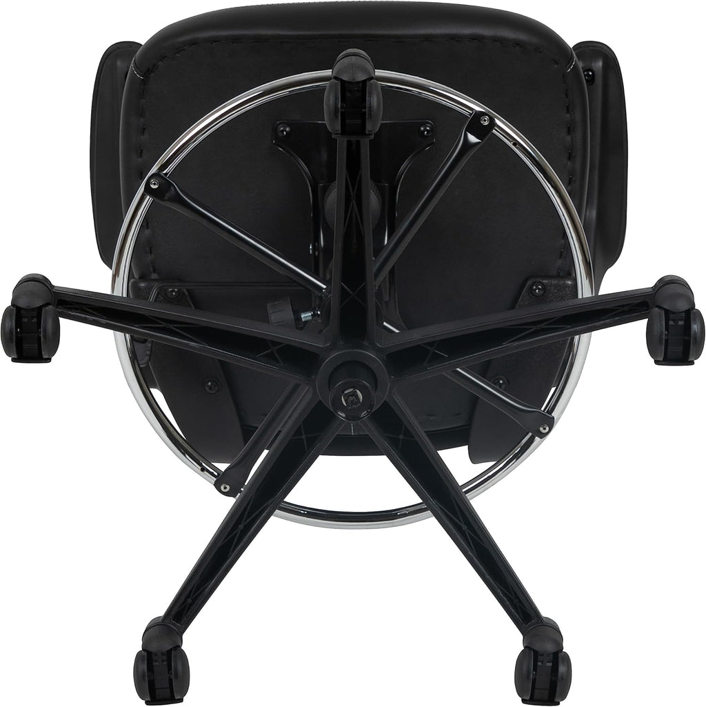 EMMA + OLIVER Mid-Back Black Mesh/LeatherSoft Ergonomic Drafting Chair with Flip-Up Arms