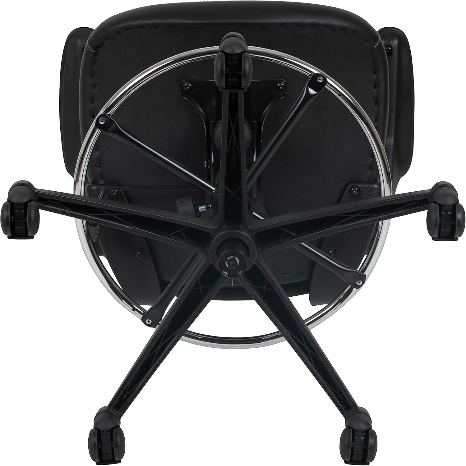EMMA + OLIVER Mid-Back Black Mesh/LeatherSoft Ergonomic Drafting Chair with Flip-Up Arms