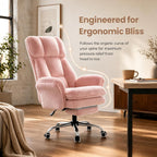 Big & Tall Office Chair, Wide Seat for Cross Legged Sitting & Pets, Teddy Fleece Reclining Chair w/Foot Rest, 400lbs Gaming Vanity Chair, 4 Colors