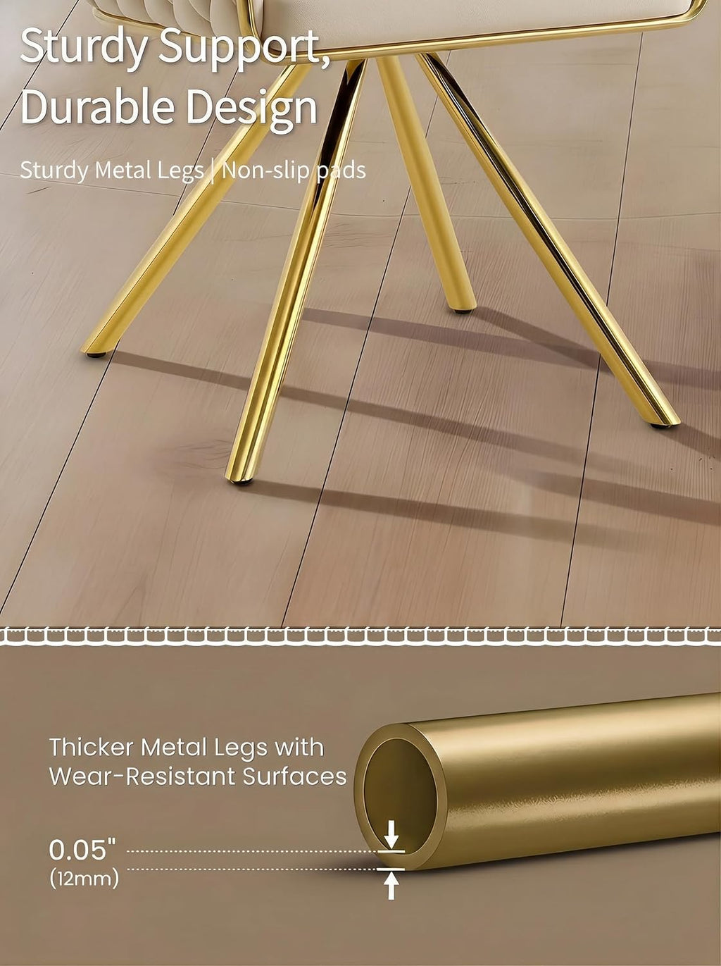 69" Rectangle Glass Dining Table Set for 6, Modern Tempered Glass Table with Stainless Steel Legs & Velvet Upholstered Chairs, Suitable for Dining Room, Kitchen, Gold & Beige