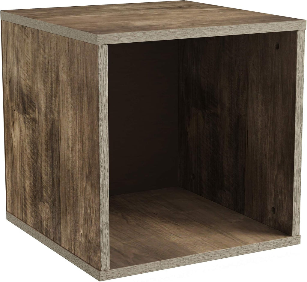 Lavish Home Cube Storage Organizer – Modular Stackable Bookshelf, Customizable Cube Shelf Bookcase, Nightstand or End Table for Living Room, Bedroom, Dorm (Gray Woodgrain)