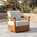 CHITA Patio Acacia 360° Swivel Chair, Outdoor Furniture with 7.7” Thickened Cushions Acacia Wood Frame, Fully Assembled