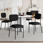 Einhomn Upholstered Dining Chairs Set of 4, Stackable Modern Dining Room Chairs, Kitchen Chairs w/Soft Velvet Backrest & Sturdy Metal Legs for Restaurant, Living Room, Black