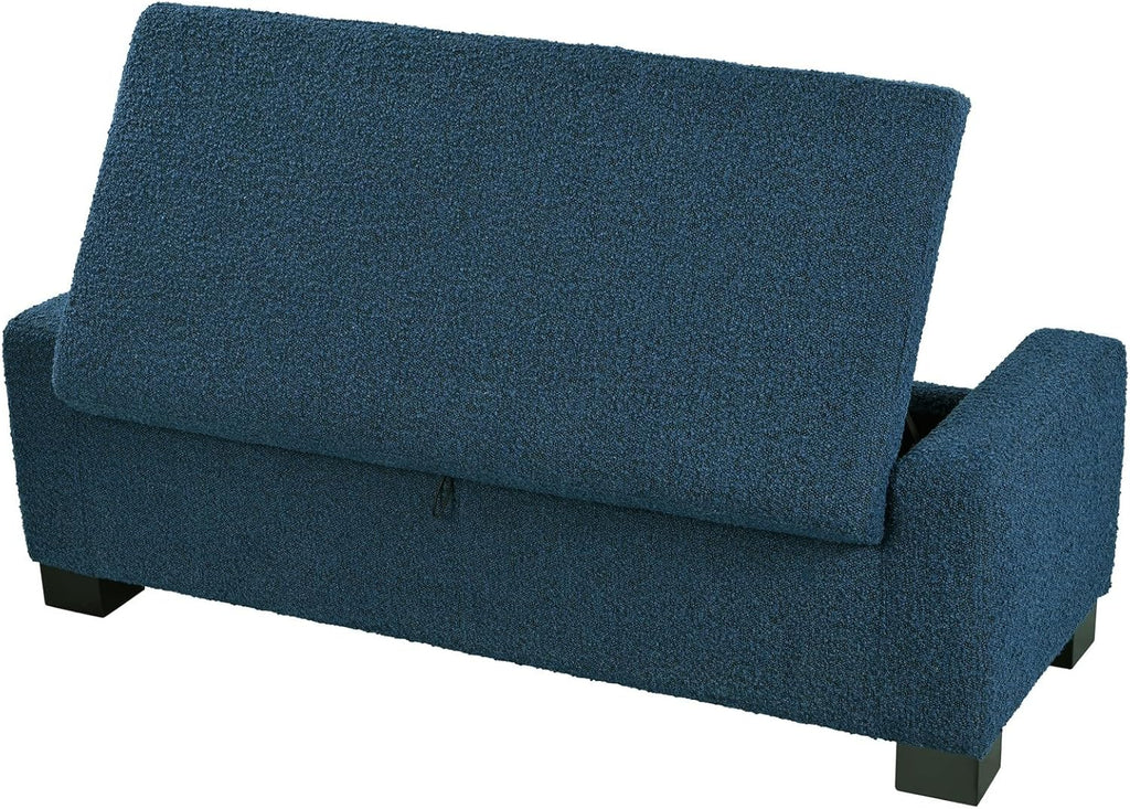 Merax 50" Ottoman Bench with Storage, Upholstered Seating Foot Rest Stool Furniture for Bedroom, Living Room, Entryway, Blue