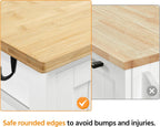 Yaheetech Kitchen Island Cart on Wheels, Rolling Storage Cart with Bamboo Countertop, 3 Drawers, 3 Removable Shelves & Lockable Casters for Dining Room, Bar, White