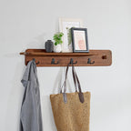 Alaterre Furniture Calais 36 Inch Wall Mount Coat Rack with Shelf with 4 Coat Hooks and Peg – Acacia Wood Wall Hangers (Chestnut)
