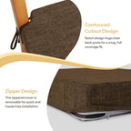 2.5 Inch Thick Dining Chair Cushions Set of 4 with Ties Non-Slip 16.5" x 16" Seat Cushions with Machine Washable Cover Comfy D-Shaped Kitchen Chair Pads Brown