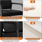 ,Gray,A,Black Stackable Arm Reception Chairs with Mesh Back and Upholstered Fabric Cushion, Sturdy Metal Frame, Easy to Store and Use, Perfect for Indoor and Outdoor Spaces