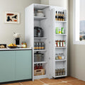 63'' Particle Board and Free Standing Pantry Cabinet, Kitchen Storage Cabinet with Doors Tall Kitchen Pantry Cabinet for Dining Room and Living Room Organization (White)