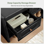 31.5" Shoe Bench, Shoe Storage Bench with Drawers, Waterproof Entryway Benches with Leather Cushion for Bedroom Black