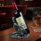 Gothic Skull Decorated Wine Bottle Rack, Halloween countertop Small Wine Rack, Room Emotional Decoration (Silvery)