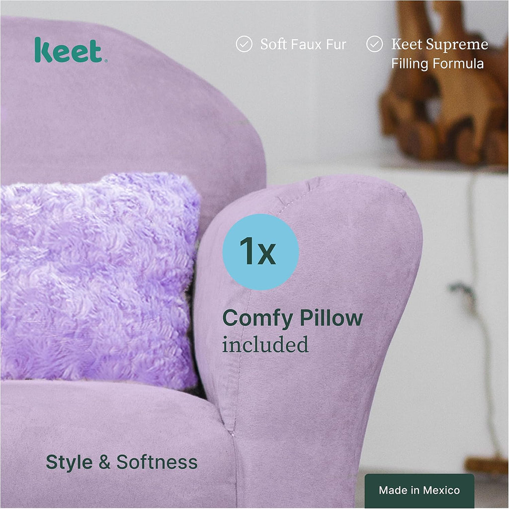 Plush Kids Chair with Soft Pillow – Durable Microsuede Upholstery, Padded Cushion, Wooden Frame, Easy to Clean, Ergonomic Design for Ages 2-5, Stylish & Cozy Chair for Playrooms & Bedrooms.