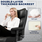 Misolant Big and Tall Office Chair with Footrest, High Back Executive Desk Chair with Adjustable Lift Armrest, 155°Recline，Lumbar Support Pillow, Faux Leather Gaming Chairs for Home or Office Black