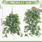 Hotop 2 Pcs Artificial Peperomia Trailing Plant Vine 26" Faux Pilea Trailing Artificial Silk Plant for Indoor Home Office Livingroom Wall Shelf Bathroom Decoration(Eyebrow Leaf)