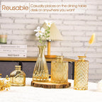 TBWIND Gold Amber Glass Bud Vases Set of 12, Small Vases for Flowers, Champagne Mini Vintage Vases for Centerpieces,Bud Vase in Bulk for Wedding Decor,Single Flowers,Office and Home Table Flower Décor
