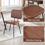 VipDesk Dining Chairs Set of 2, Faux Leather Upholstered Dining Chairs, Mid Century Modern Kitchen Dining Room Accent Chairs with Curved Backrest and Steel Frame for Living Room, Vanity - Coffee