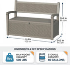 DRATO 75 Gallon Storage Bench Deck Box Outdoor Indoor,Lockable Durable All-Weather Seating with Hidden Storage,Deck Storage for Garden, Pool, Patio,Gray