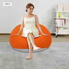 Inflatable Sofa Set, 6 Orange Chairs with Foot Pump for Home/Camping