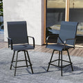 Outdoor Bar Stools Set of 2, 28.4" Pub Height Tall Patio Chairs, All-Weather 360° Swivel Patio Barstools for Outside Garden Poolside Yard, Blue