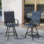 Outdoor Bar Stools Set of 2, 28.4" Pub Height Tall Patio Chairs, All-Weather 360° Swivel Patio Barstools for Outside Garden Poolside Yard, Blue