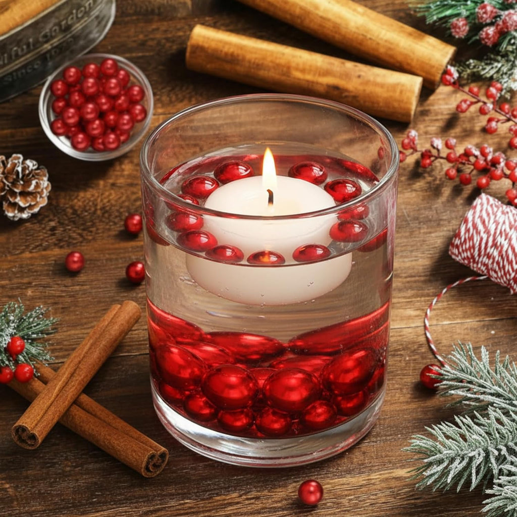 Hicarer 120 Pcs Valentines Day Vase Filler Red Water Beads 3 Sizes Floating Beads for Vases Candle Holder Holiday Romantic Table Centerpieces Bedroom Decorations, 14/20/30 mm (Red)