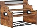 4-Tier Wood Display Shelf Wine Rack for 16 Bottles Wood Coffee Syrup Organizer with Handles Home Whiskey Shelf Retro Mini Liquor Cabinet Spice Rack Coffee Bar Shelves, Retro Brown