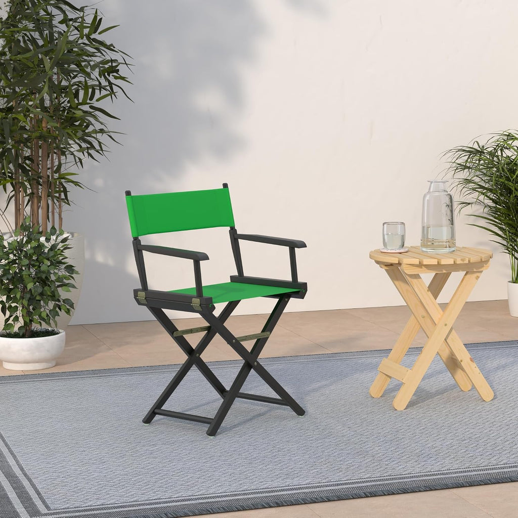 Casual Home Director's Chair ,Black Frame/Green Canvas,18" - Classic Height