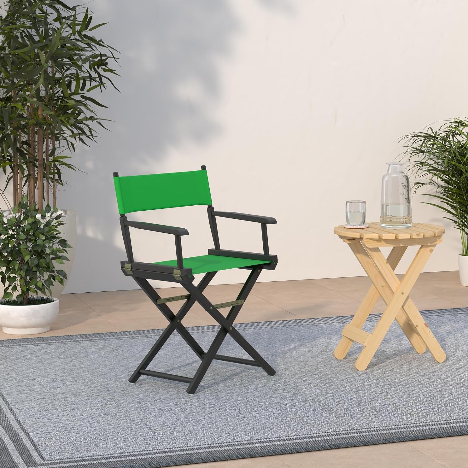 Casual Home Director's Chair ,Black Frame/Green Canvas,18" - Classic Height