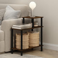 Furinno Turn-N-Tube Side Table, 3-Tier Rectangle Sofa End Table with Open Shelf, Toolless Assembly Night Stand, Bedside Table, for Living Room, Bedroom, Amber Oak