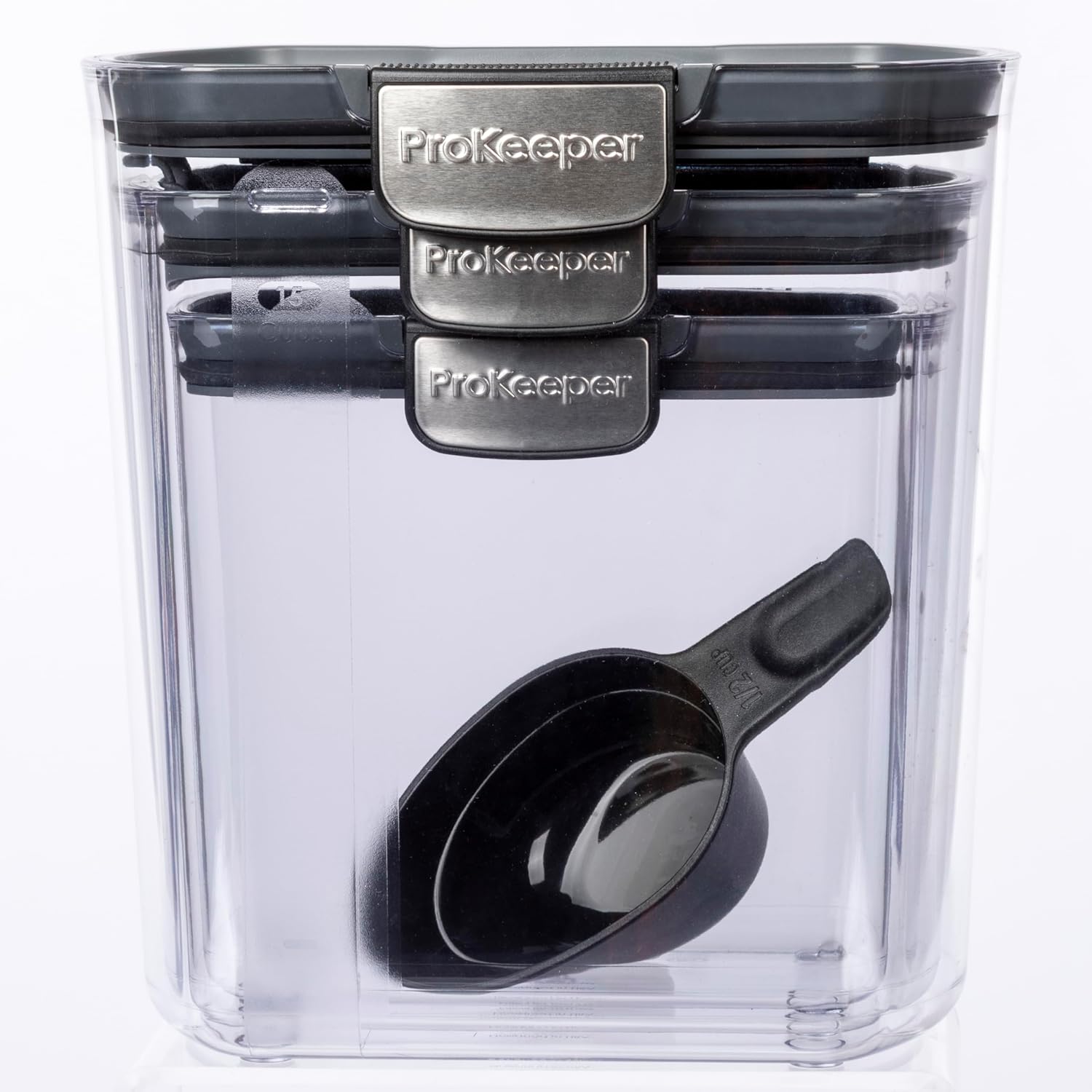 ProKeeper+ 6-Piece Airtight Food Storage Container Set – Clear Plastic Flour and Sugar Canister Set with Magnetic Accessories for Kitchen Organization