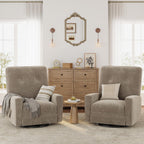 Garvee Nursery Recliner Chair, 360° Swivel Rocking Glider Chair for Adults with Adjustable Backrest & Footrest, Cozy Corduroy Upholstered Armchair for Living Rooms, Bedrooms, Apartments, Light Brown