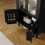 Furnify 71" Tall Arched Pantry Cabinet, Modern Kitchen Storage Cabinet with Doors, 3 Adjustable Shelves, Door Shelves, Organizer, Versatile Cupboard for Kitchen, Bathroom, Black