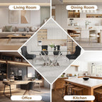 Rectangle Glass Dining Table for 4-6, 62" with Tempered Glass Table Top and Crossed Stainless Steel Base, Modern Kitchen Table for Home, Kitchen, Dining Room, Silver