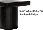 GOWE 23.6'' Modern Solid Wood Veneer End Table, Minimalist Square Side Table with Parquet Pattern, Grooved Cylindrical Base & Thickened Tabletop, Compact Accent Table for Living Room, Matte