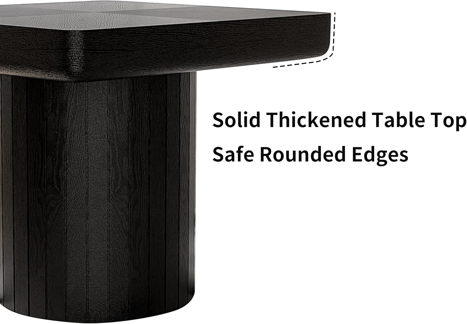 GOWE 23.6'' Modern Solid Wood Veneer End Table, Minimalist Square Side Table with Parquet Pattern, Grooved Cylindrical Base & Thickened Tabletop, Compact Accent Table for Living Room, Matte