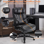 ESTRUCO Big and Tall Office Chair 500lbs Wide Seat Executive Office Desk Chair High Back Computer Gaming Chair,Flip-Up Armrest,Lumbar Support Computer Chair for Heavy People(Brown,Classical)