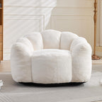 YITAI Large Bean Bag for Adults, Faux Fur Reading Sofa Chair with Petal Backrest,Fluffy Comfy Chair for Bedroom, Living Room, Study, Game 1PC Beige