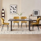 Dining Chairs Set of 4, [Water Resistant Fabric] Modern Upholstered Dining Room Kitchen Chairs with Metal Legs, Yellow (Only Chairs)