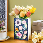 Uiifan Book Shaped Small Flower Vase Decorative Ceramic Vases Cute Home Decor for Bookshelf Dining Table Desk Office Home Decor Unique Vase for Book Lovers (Retro Flowers)