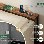 SUPERJARE 102.4 Inch Sofa Table with Power Outlets and USB-C Ports, 5.9 Inch Narrow Console Tables, Entryway Hallway Couch Tables with Storage, Behind Sofa, Small Spaces, Living Room, Rustic Brown
