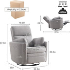 Power Recliner,Nursery Swivel Glider Rocking Chair with USB Port,Upholstered Adult Electric Recliner Rocking Chair with 2 Pillows for Living Room Bedroom(Lightgrey Teddy, Power-Driven)