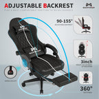 Gamtimer Gaming Chair with Footrest, Ergonomic Computer Chair, PU Breathable Material with Headrest and Lumbar Support, Suitable for Silla Gamer and Adults (White)