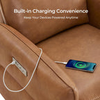 CHITA Faux Leather Power Recliner Chair, Swivel Glider Recliner for Adults, Nursery Rocking Chair with USB & Type-C Charging for Living Room, Bedroom, Camel