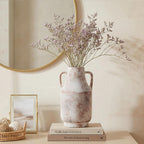 Ceramic Flower Vase with Handles, 11 in Tall Rustic Farmhouse Pottery Vases Decorative Large Vases for Living Room Entryway Kitchen Table Centerpieces Home Decor,Neutral